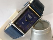 VINTAGE SEIKO SLIM QUARTZ BLUE DIAL JAPAN MEN'S WORKING DRESS WATCH