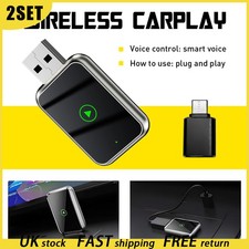 2x USB Auto Wireless CarPlay Adapter For iPhone Apple Wireless Dongle Plug Play