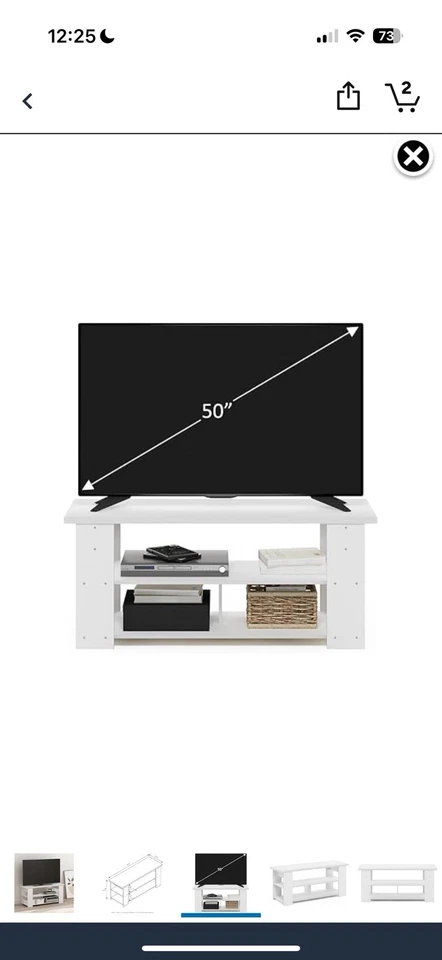 Подставка для телевизора Furinno Jaya до 55 дюймов, белая - Изображение 4 из 4