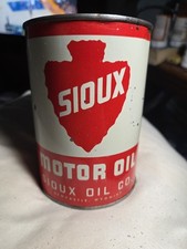 Motor Oil Qt Can Vintage FULL Sioux