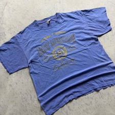 Vtg 90s East Meadow Graphic T Shirt Sz. L Blue Long Island New York Made in USA
