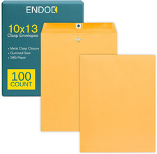 10 X 13 Clasp Envelopes   100 Pack Brown Kraft Catalog Envelopes