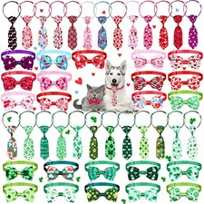 50 Pieces Valentine Dog Bow Tie Collar Set Includes 25 Valentine Cute Style