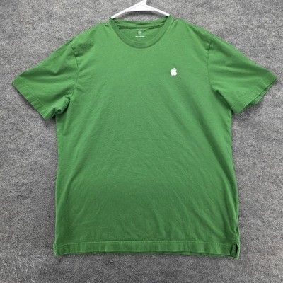 Apple Shirt Mens Medium Green 100% Cotton Logo Tee Crewneck T Shirt Casual