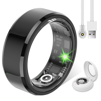 Smart Ring Gesundheitstracker, Fitnessringe für Damen & Herren mit Ladecase -...
