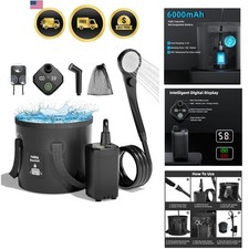 Portable Camping Shower, 6000mAh Rechargeable Shower Pump, Filtered Shower He...