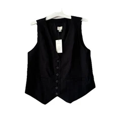 Women’s A New Day Tailored Layering Button Down Vest Black Size Medium