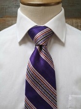 Robert Graham Purple Silk Tie Striped Paisley Necktie 100 Silk 59" x 3.5"