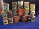 Lot of 17 Colorful Vintage Metal Tea Tins with Lids Various Sized Boxes UZ8