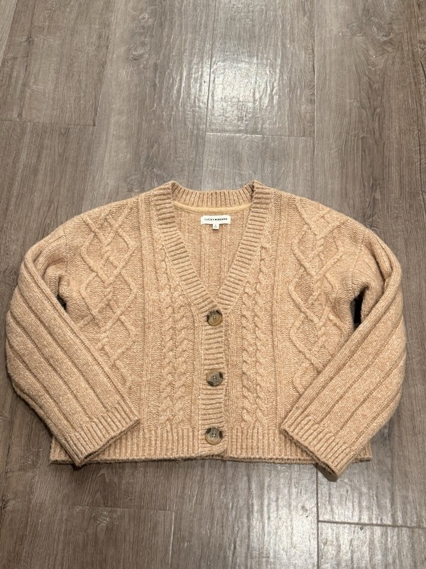 Lucky brand Knit Wool Blend tan button up Cardigan large