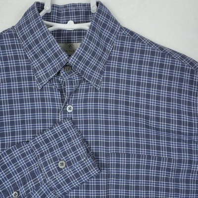 Canali 1934 Men's Blue Plaid Dress Shirt Long Sleeve Button Down Size M
