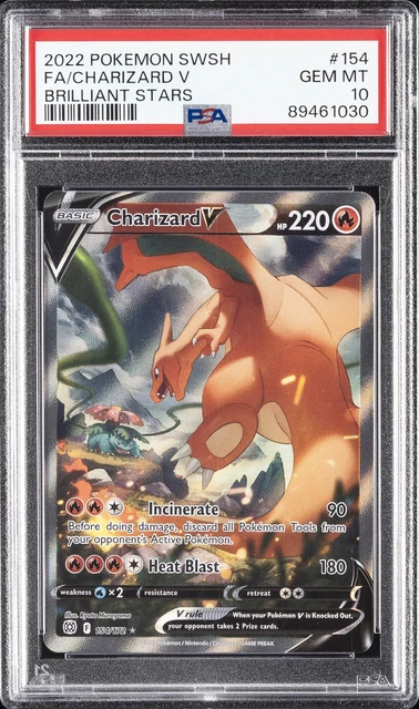 2022 POKEMON SWORD & SHIELD BRILLIANT STARS #154 FULL ART/CHARIZARD V PSA 10