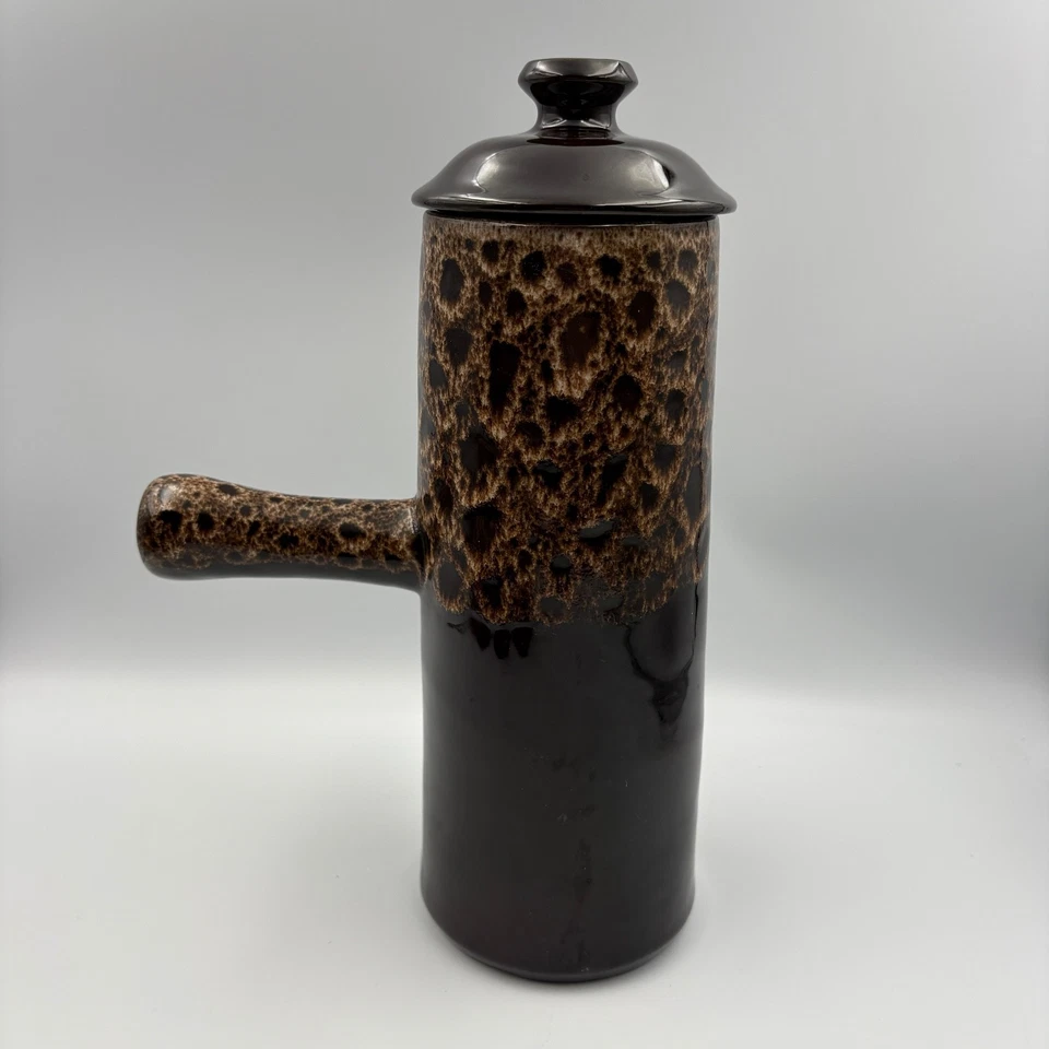 Vintage Brown Drip Glazed Coffee Pot Mugs Jug And Sugar Pot w/ Lid Honeycomb - Image 4 of 4