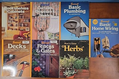 Sunset Book Lot 6 Bookshelves Plumbing Decks Fences Herbs Home Wiring Curtains