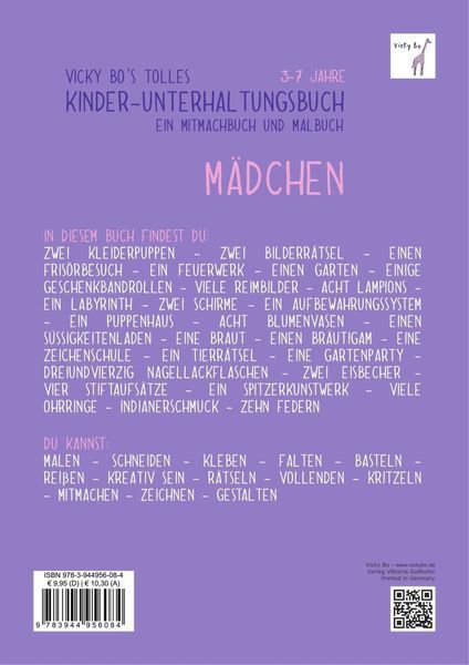 Thumbnail - Kinder-unterhaltungsbuch - Mädchen. Mitmachbuch Und Malbuch. 3-7 Jahre