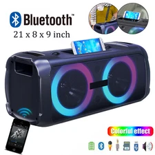 Loud Portable Bluetooth Speaker Dual Sub woofer Party Heavy Bass Sound System