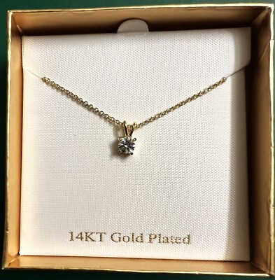 BRAND NEW 14K GOLD PLATED, 4MM CUBIC ZIRCONIA
