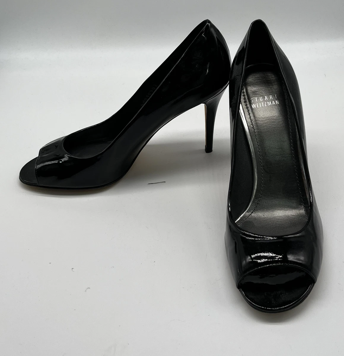 Stuart Weitzman Black Patent Leather Peep Toe Pumps sz 9.5M eBay