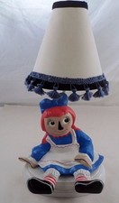 Cute 1970s Holland Mold Ceramic Brightly Colored Raggedy Ann Table Bedside Lamp