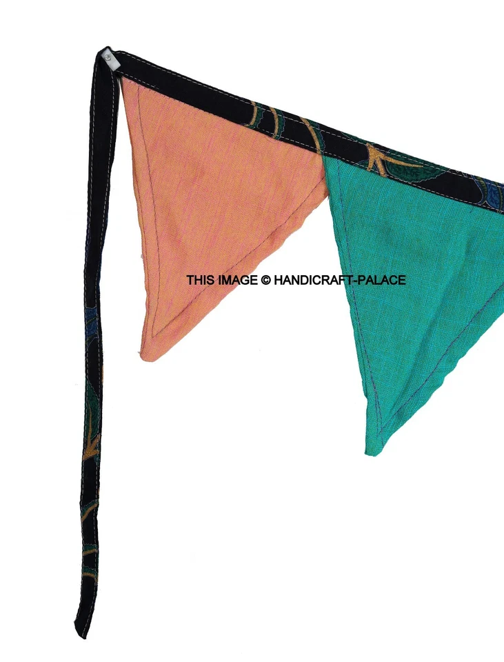 Material Tecido Indiano Algodão Sólido 11 Pés, 16 Bandeiras Pennant Banner Festa Bunting - Imagem 3 de 3