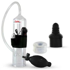 LeLuv Vibrating Penis Pump EasyOp Bgrip with Clear Seal and Septum Sleeve