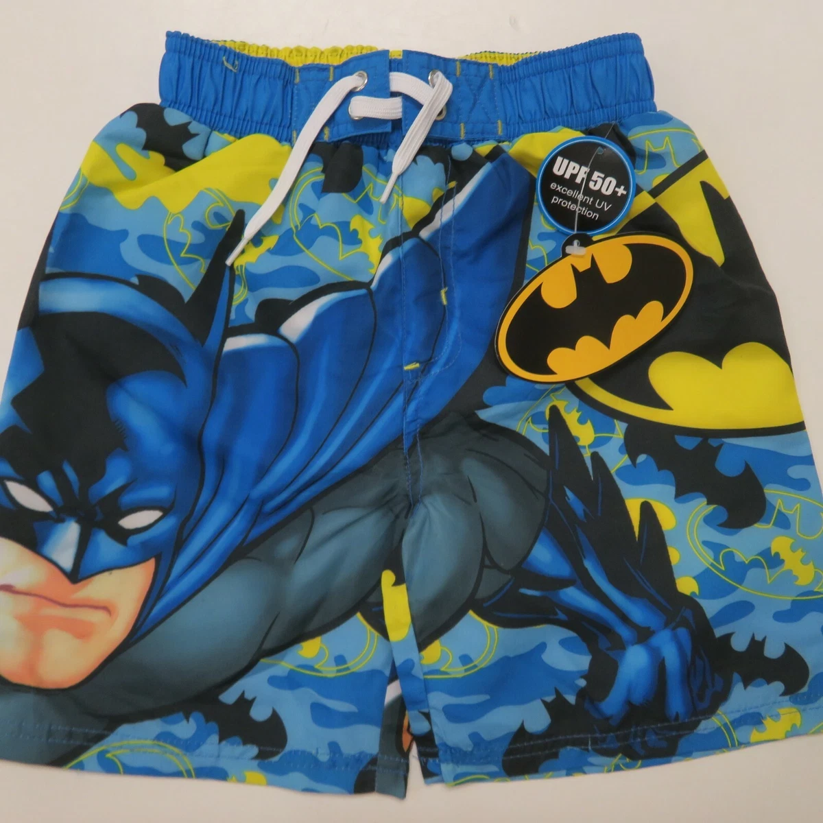 New Batman Board Shorts Boys Sz 4 Blue UPF 50 DC Comics