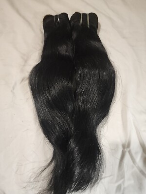 Jet Black Weft Brazilian Hair Weave 14 Inches