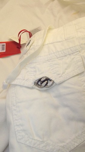 Liu Jo Pantalone Donna Taglia 29 30 Bianco Swarosky Gamba Larga Coulisse Cotone - Imagen 10 de 24