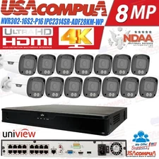 UNIVIEW 16ch 4K NVR Network Uniview 14x4MP NDAA Bullet Audio Camera Security Kit