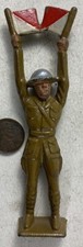 Vintage 1930's Grey Iron Soldier Barclay Manoil Flag Man