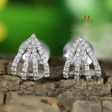 2 Carat Round Cut Moissanite Stud Earrings Solid 14K White Gold Gift For Women