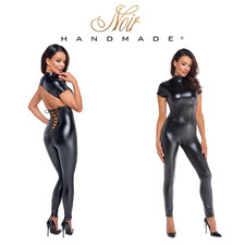 Tuta Nera Attillata Morbida con Schiena Scoperta e Gambe Lunghe Noir Jumpsuit