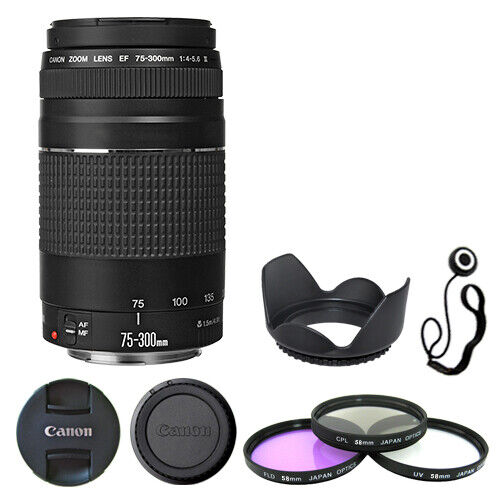 Canon EF 75-300mm f/4-5.6 III Lens + Filter Kit + Lens Hood Canon EF 75-300mm f/4-5.6 III Lens + Filter Kit + Lens Hood