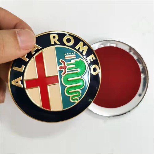 2Pcs 74mm Alfa Romeo Auto Front Bonnet+Rear Boot Badge Sticker Mito 147 156 Gold - Picture 2 of 3