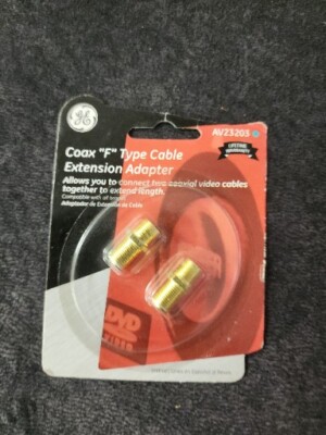 GE Coax F Type Cable Extension Adapter AV23203  75 Ohm Double Jack For Video New