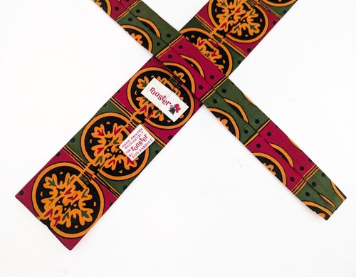 1950s ROOSTER Necktie Vintage Square Bottom Men's All Cotton Necktie Sun Fabrics - Picture 6 of 6