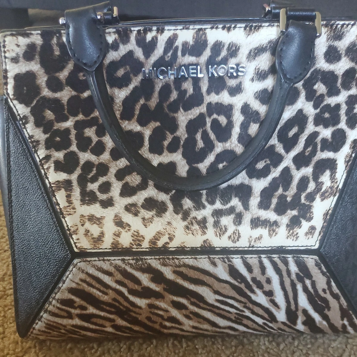 Prism Large Animal-Print Calf Hair and Leather Satchel