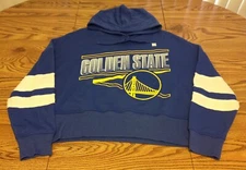 Golden State Warriors NWOT Retro Hoodie Blue Spellout Pullover 2XL Junk Food
