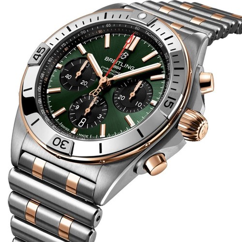 Breitling Chronomat B01 UB0134131L1U1 Green Dial Two-Tone 42mm Men's Steel Watch - Picture 3 of 6