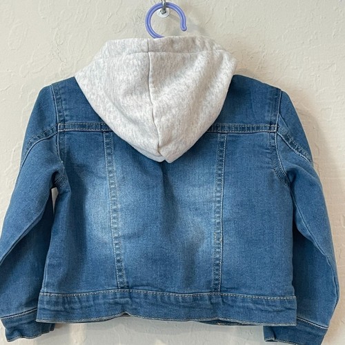 ~ 7 For All Mankind 2T Jean Jacket Kids Hood Layered Snaps Long Sleeve *FLAW - 第 2/14 張圖片