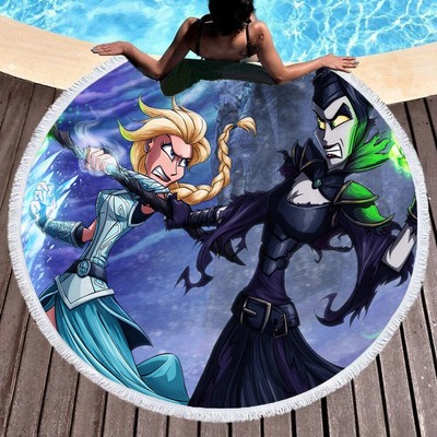 MALEFICENT VS ELSA Beach Towel Yoga Mat Wall Hanging Home Decor etc