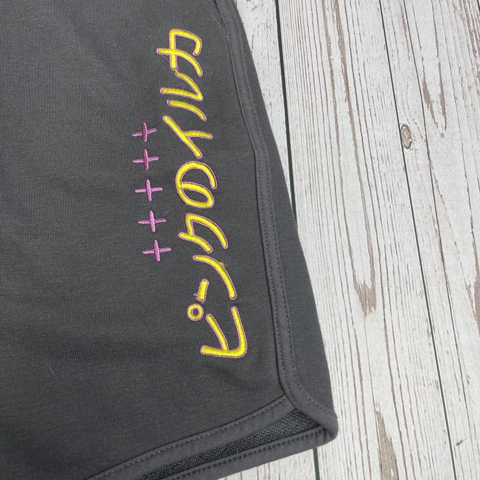 Pantalones Cortos para Sudar Rosa con Logo de Delfín Para Hombre Talla Pequeña Negros 4" Entrepierna Cordón Cintura Foto 2 de 4