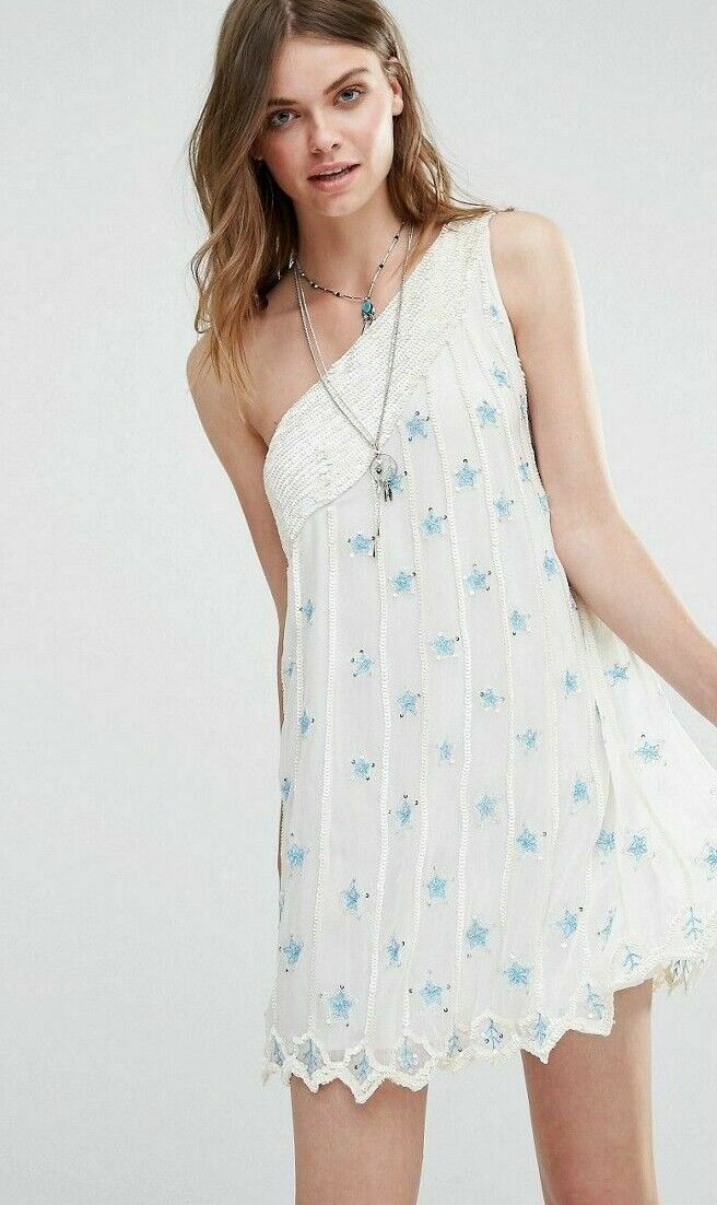 $500 NWT FREE PEOPLE Sz4 ONE SHOULDER A-LINE EMBROIDERED $500 NWT FREE PEOPLE Sz4 ONE SHOULDER A-LINE EMBROIDERED