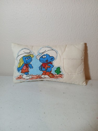 Vintage Handmade Smurf Tooth Fairy Pillow With Pocket For Teeth 