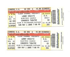 Lenny Kravitz Unused Concert Tickets From May 1, 2005