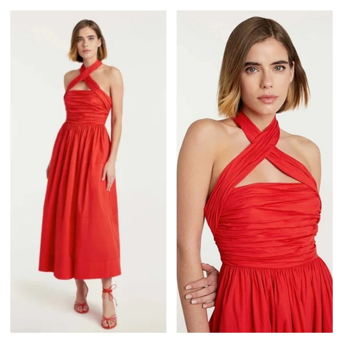 Cinq a Sept Womens Size 8 Taylen Halter Neck Midi Cocktail