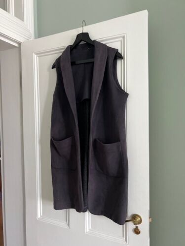 Stunning grey faux suede waistcoat jacket L - VGC