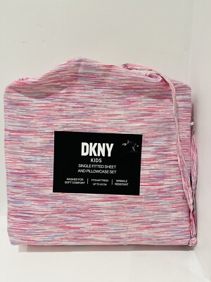 DKNY KIDS Set Einzel Rosa Spannbetttuch & Kissenbezug.
