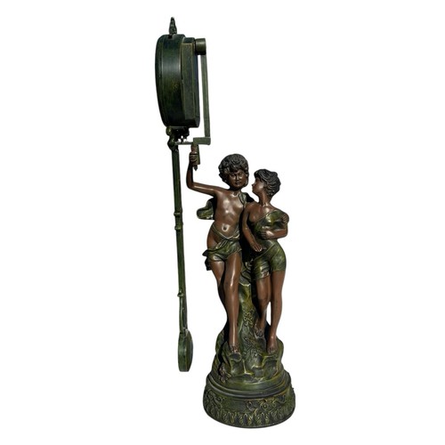 27 Tall Vintage Crosa Risque Nude Neoclassical Figural Bronze Statue Clock WORKS - Picture 4 of 24