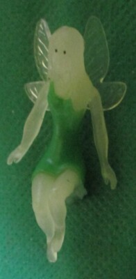 FAIRY PIXIE with wings clear rubbery mini Figure green dress 1.5'', ACC